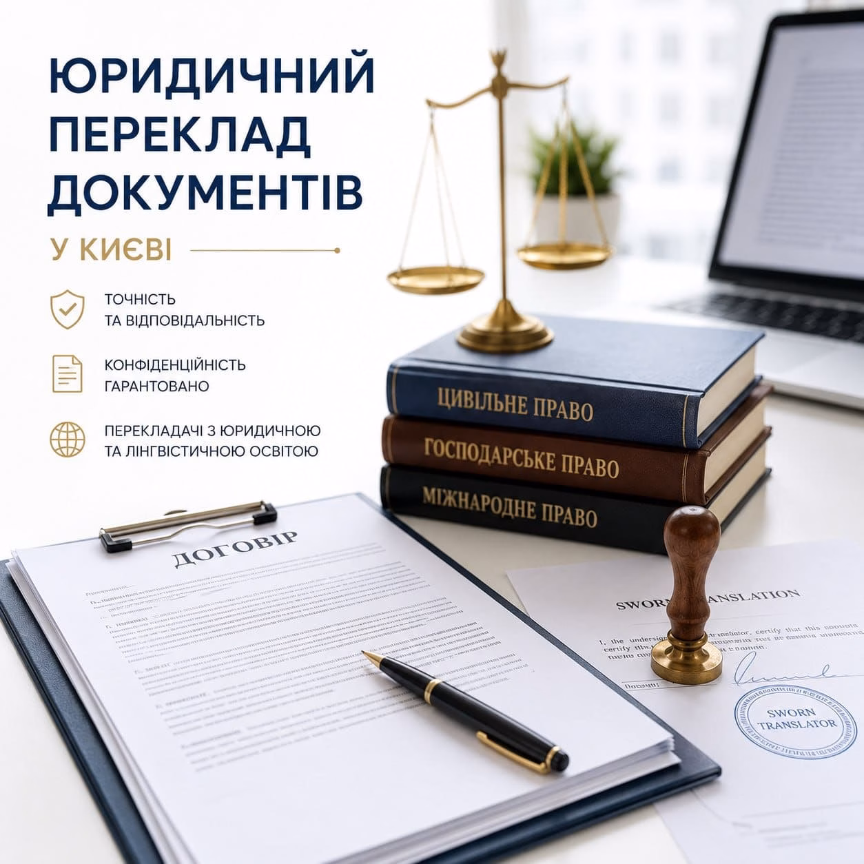 Юридичний переклад документів судові та страхові папери; ліцензії; шлюбні документи